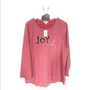 NEW Style & Co Plus Size Christmas Sweatshirt Joyful Shine Long Sleeves Size 1X